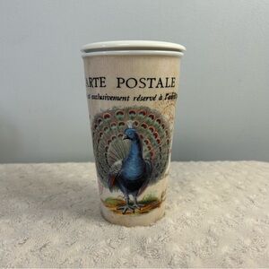 Popular Creations Peacock Travel Mug Coffee Tea Carte Postale Letter Stamp
